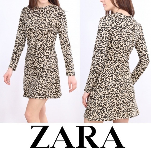 Zara Dresses & Skirts - Zara cheetah Long Sleeve Mock Neck Dress